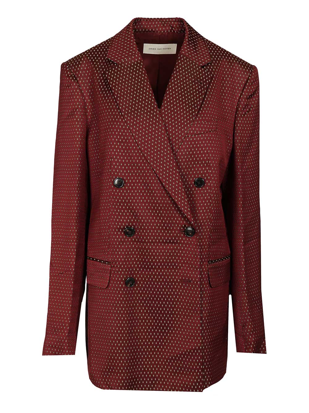 Dries Van Noten Double-Breasted Polka Dot Blazer Giacche - Bordeaux | be16d72f1f63683219f60aed6a68f56cb1ad85a4