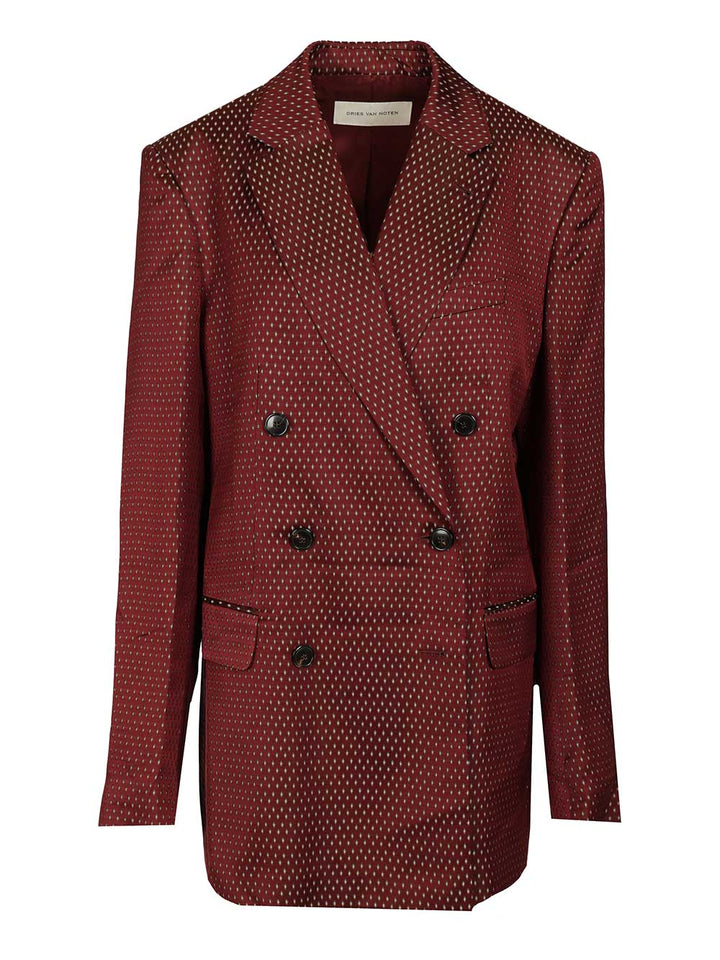 Dries Van Noten Double-Breasted Polka Dot Blazer Giacche - Bordeaux | be16d72f1f63683219f60aed6a68f56cb1ad85a4