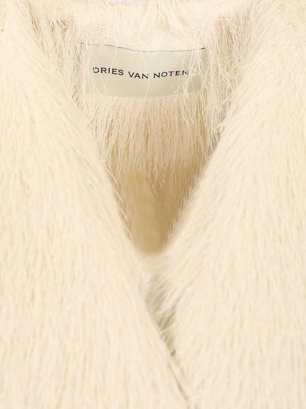 Dries Van Noten Jacket With Fringes Coats - Bianco | e14981ed759641b2322e90f95e8270f8bad35766