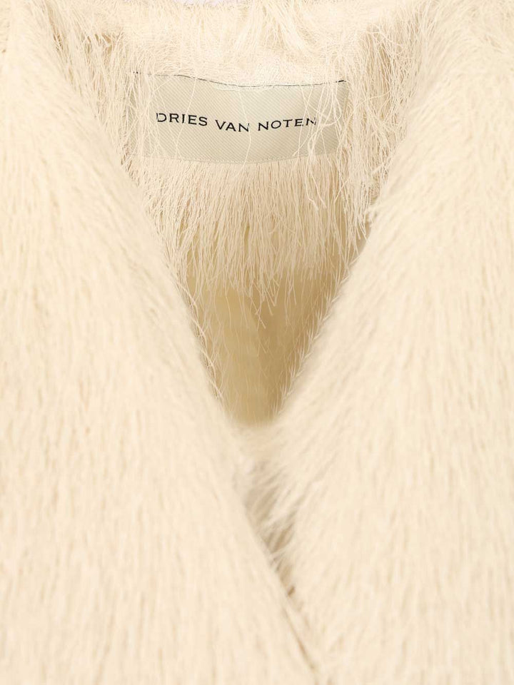 Dries Van Noten Jacket With Fringes Coats - Bianco | e14981ed759641b2322e90f95e8270f8bad35766