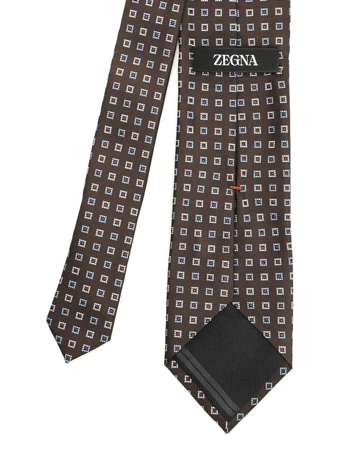 Ermenegildo Zegna Jacquard Silk Tie Ties And Bow Ties - Marrone | aad3feef4a243211132c4b2d47252c8ab7682208