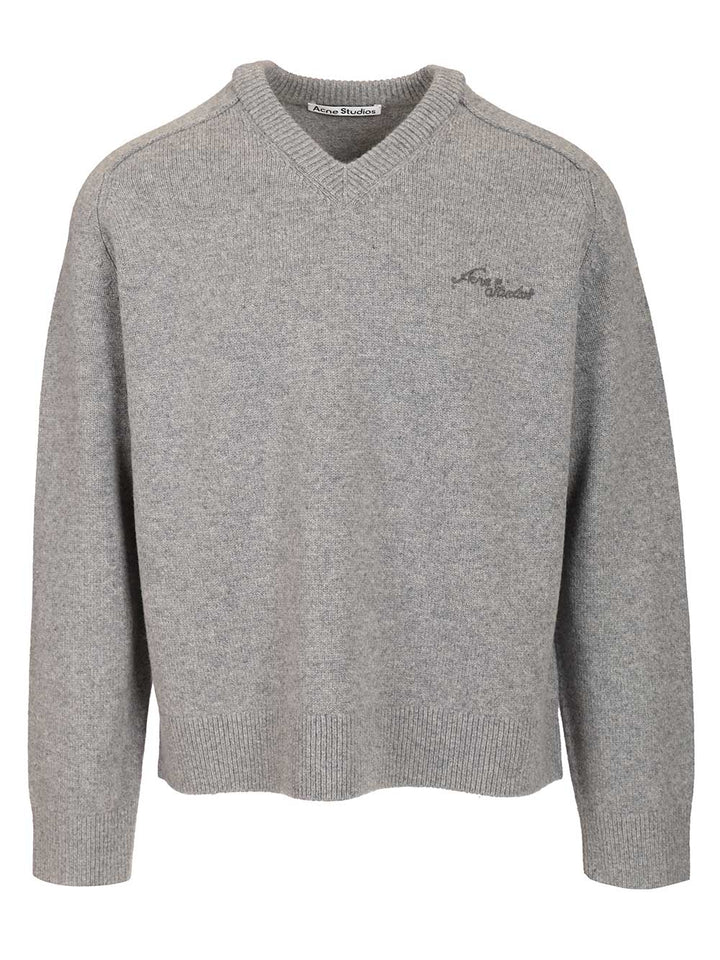 Acne Studios V-Neck Sweater Knitwear - Grey | 6eb655200a52879ac1909c6c22151d64ff271bf2