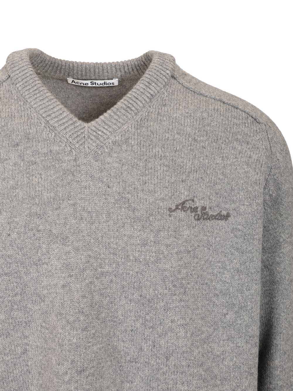 Acne Studios V-Neck Sweater Knitwear - Grey | d4655babbace03e1b44ba1db51dfbed5f23e2a9a