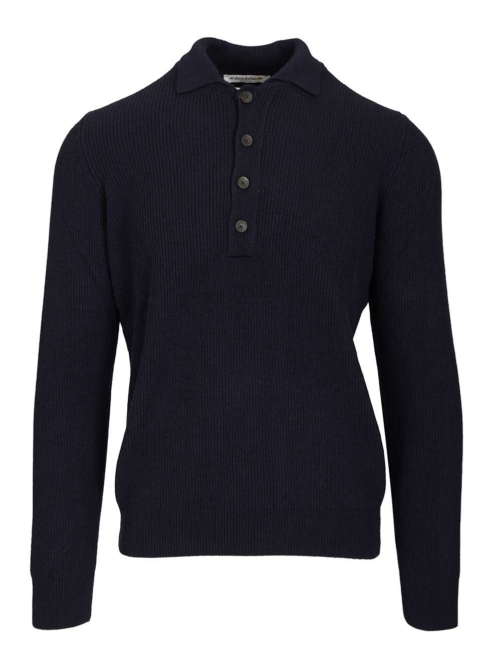 Al Duca D'Aosta Wool And Cashmere Polo Shirt Knitwear - Blu | 8e9cd0d43c3038caa03bdf57fbe84b06036b5772