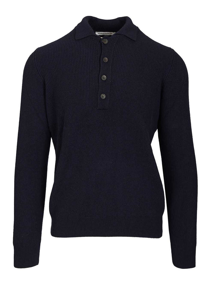 Al Duca D'Aosta Wool And Cashmere Polo Shirt Knitwear - Blu | 8e9cd0d43c3038caa03bdf57fbe84b06036b5772