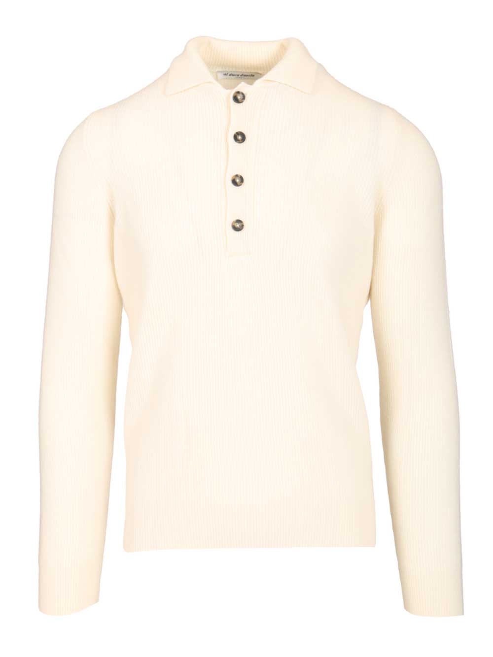 Al Duca D'Aosta Wool And Cashmere Polo Shirt Knitwear - Bianco | 19c01e72683a84eebce1a36502317c088e5db6f0