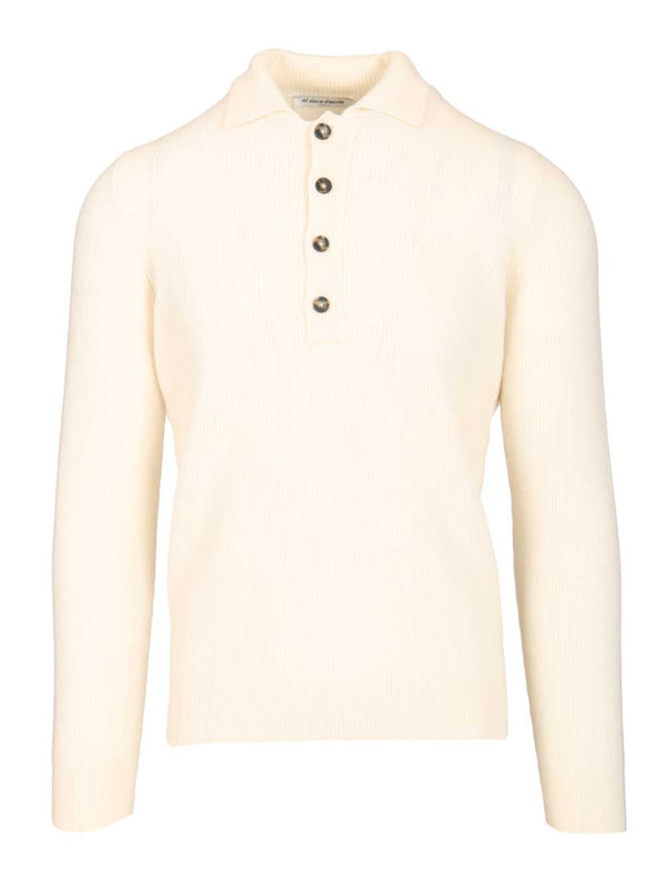 Polo in Lana e Cashmere Maglieria Bianco