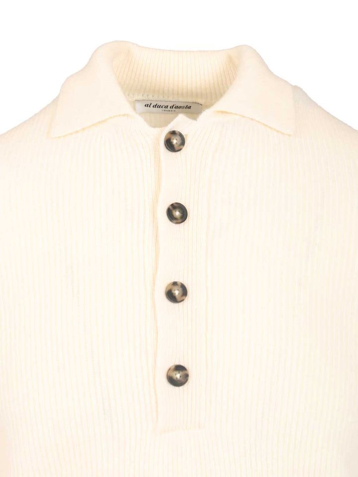 Al Duca D'Aosta Wool And Cashmere Polo Shirt Knitwear - Bianco | 7e3a09ab701dd81344f05cf64dd7e0a7cd707550
