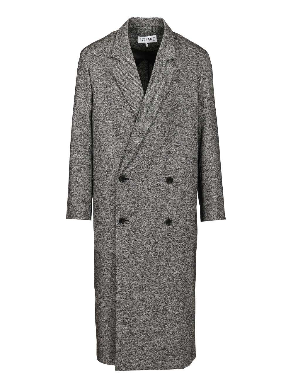 Loewe Double-Breasted Wool Blend Coat Coats - Grey | 79a1e3af00a0383bb9eec752deddfb0d3ec17ddb