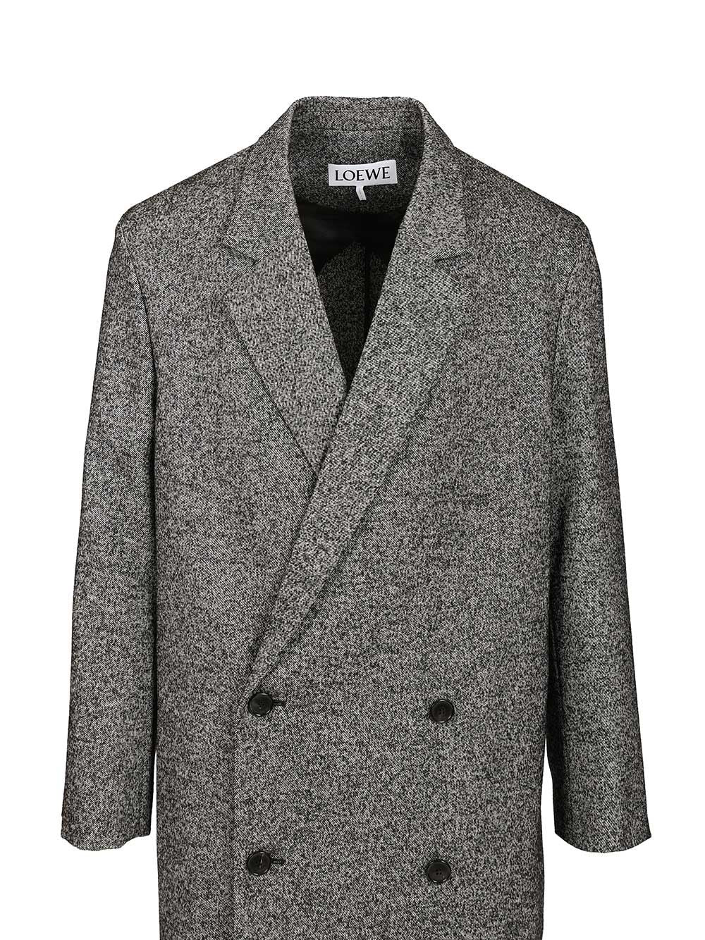 Loewe Double-Breasted Wool Blend Coat Coats - Grey | 7c081154d1586dff63bf721126c4988a71cd671d