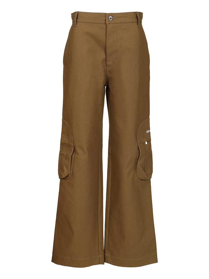 Off-White Bookish Cotton Cargo Pant Trousers - Marrone | aab15765ab4ca5fef7a0ff1f7526079693650875