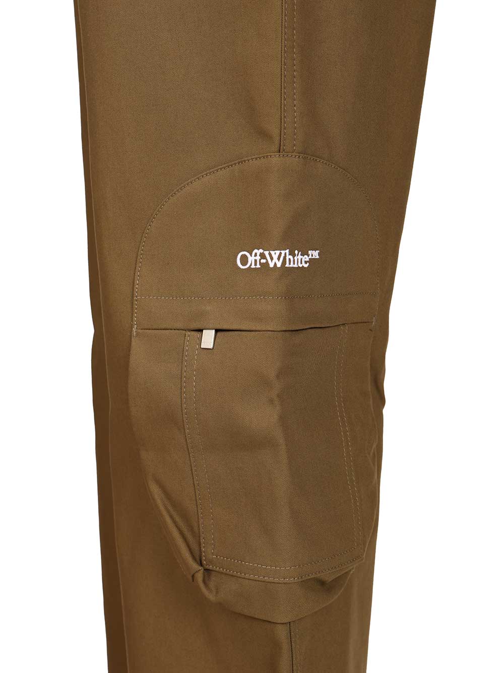 Off-White Bookish Cotton Cargo Pant Trousers - Marrone | d32b62bf49f5882f7529476e2908b5f8b5fabe59