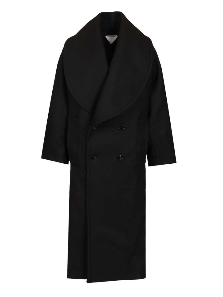 Bottega Veneta Double-Breasted Coat Coats - Nero | a787b65e93f8e87cf234f5f216376584ee924d23