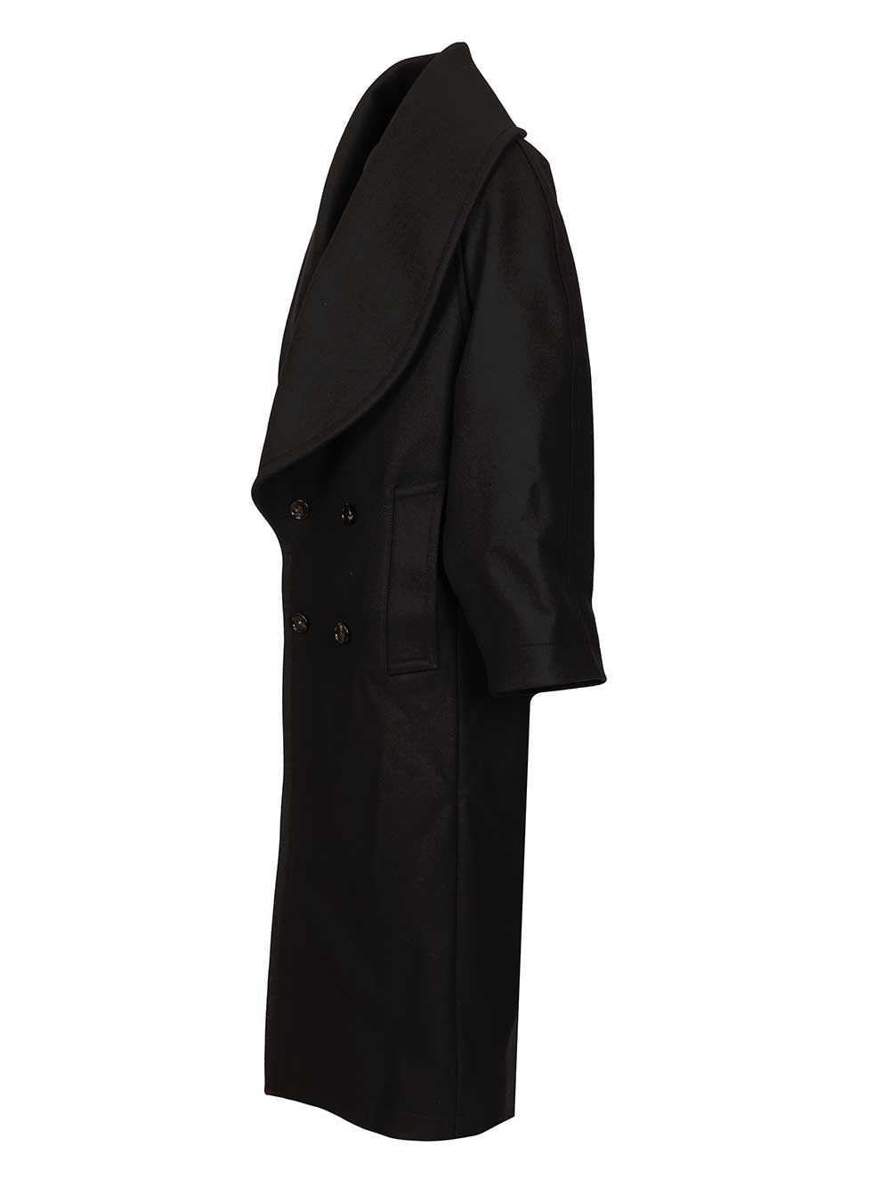 Bottega Veneta Double-Breasted Coat Coats - Nero | 410dee52865b30d68e40eeca800ea3230ec50d0b