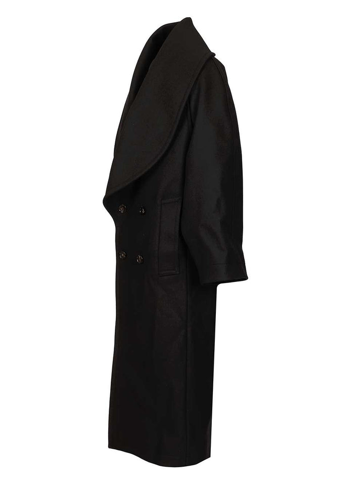 Bottega Veneta Double-Breasted Coat Coats - Nero | 410dee52865b30d68e40eeca800ea3230ec50d0b