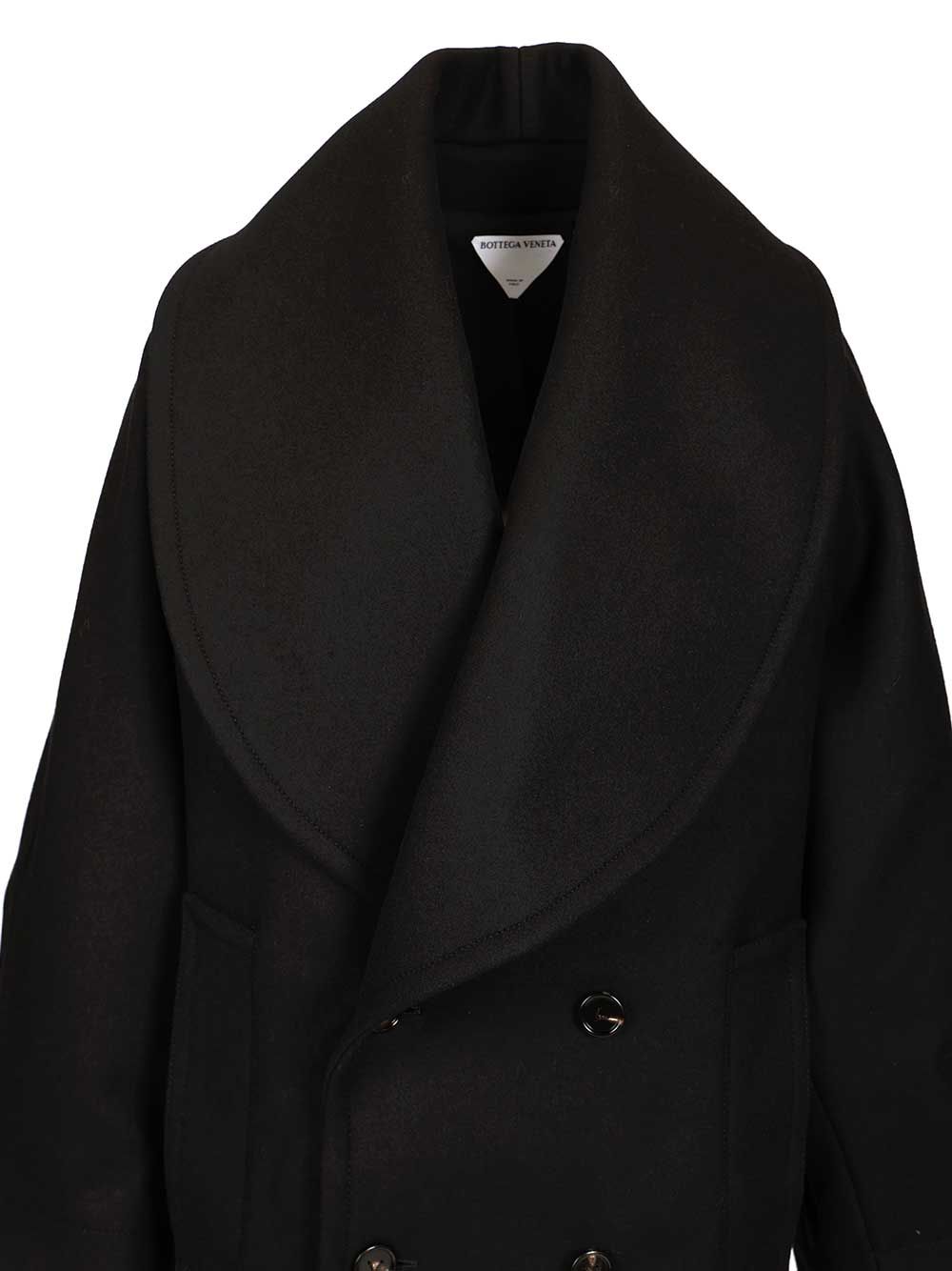 Bottega Veneta Double-Breasted Coat Coats - Nero | 43a2e8a45dec54f5c72a29b319ba718697bc0493