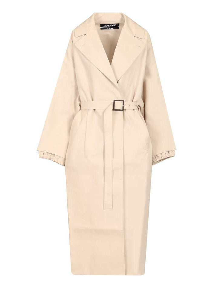 Jacquemus Trapezi Trench Coat Coats - Bianco | 480f751785f3ed75410d0dfbe91cce3f6763b3d5