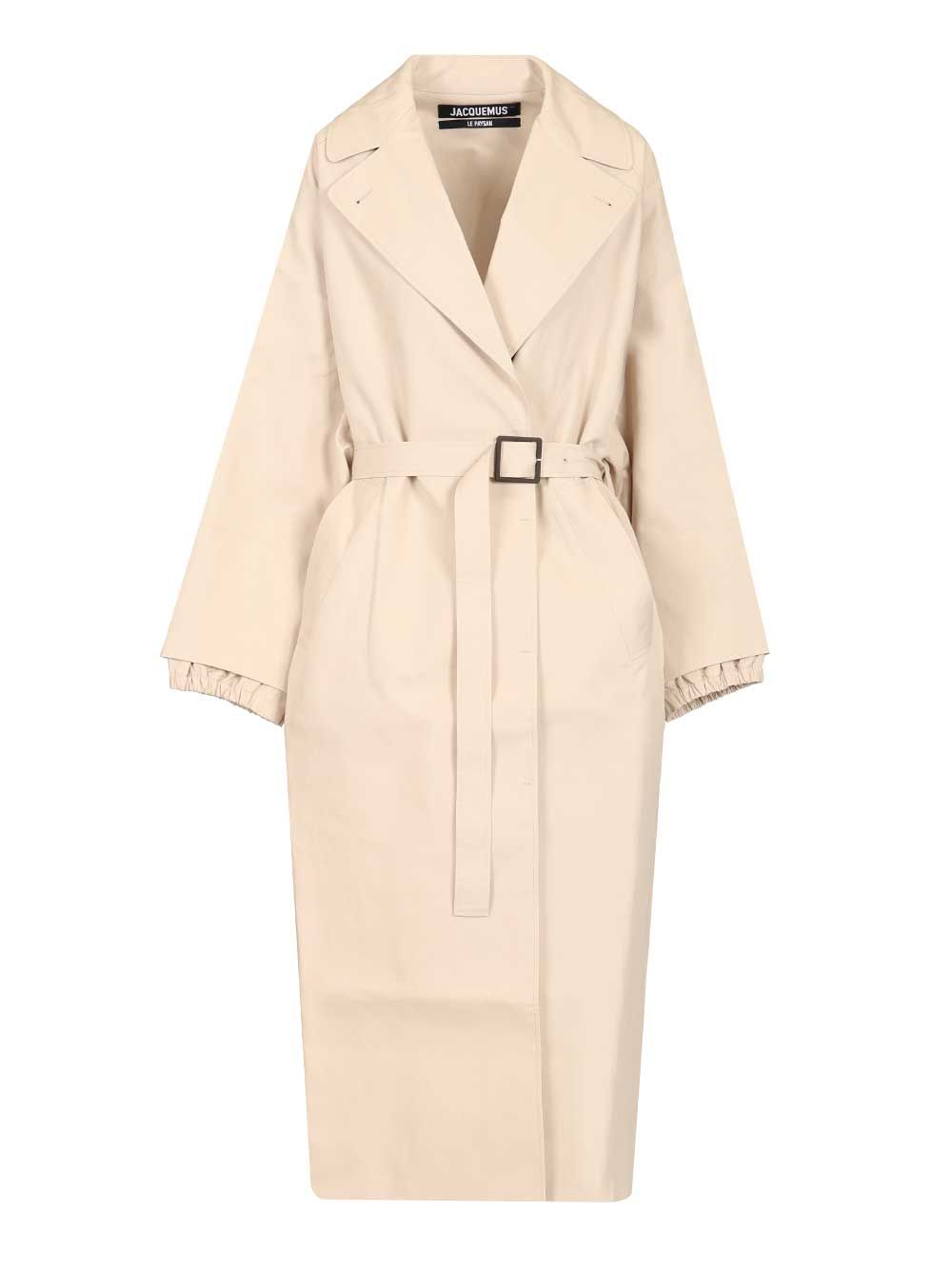 Jacquemus Trapezi Trench Coat Coats - Bianco | 35ebc446fdc5dd559ef971f24ec0905e39b7f8b1