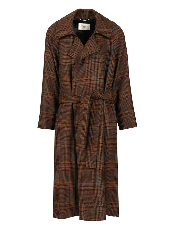 Saint Laurent Long Coat Coats - Marrone | c77d2f77d39275fb36925a16005f2b974f02bfeb