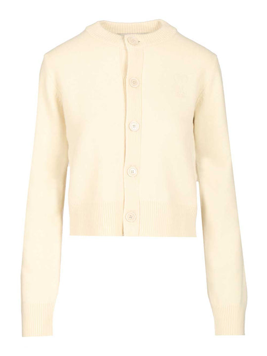 Crew Neck Cardigan Knitwear Bianco