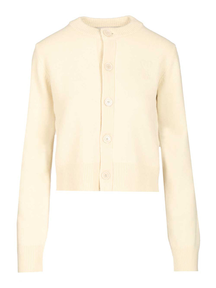 Ami Crew Neck Cardigan Knitwear - Bianco | d653fb1aca1e7e6d32c250c2562b06b717f9aa55