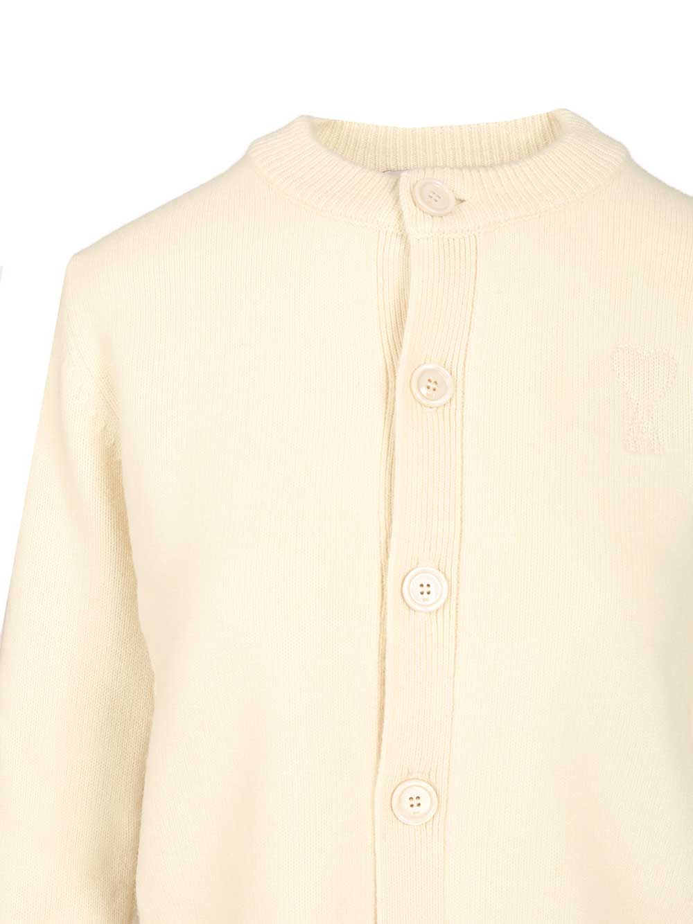Ami Crew Neck Cardigan Knitwear - Bianco | e49cbb94b379b8b7f3b0e0a0a5f740ebf7f004bc