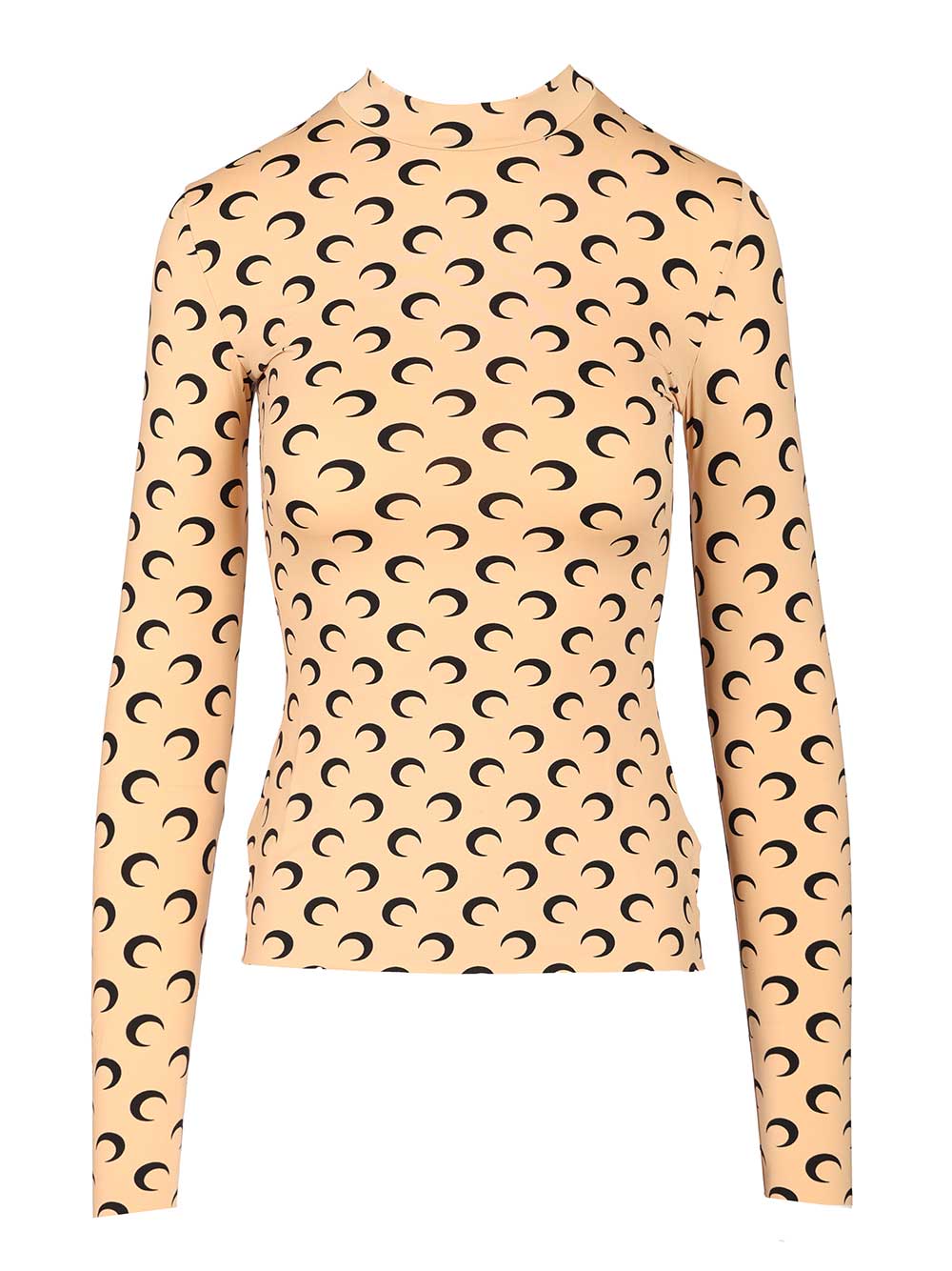 Marine Serre High-Neck Sweater Top - Beige | 977bb85e36a2d173706831fb1ae55dfb7cb0de88