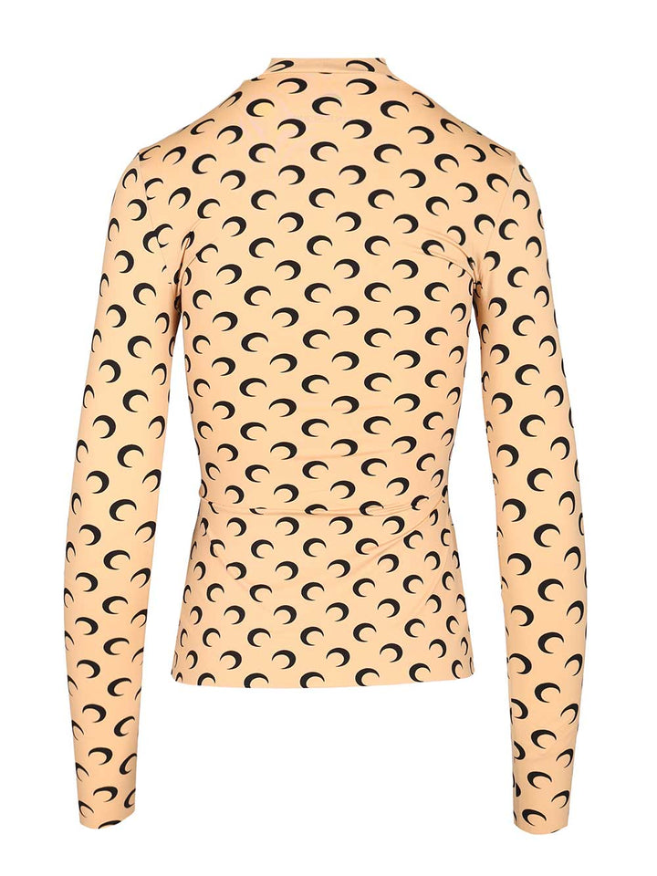 Marine Serre High-Neck Sweater Top - Beige | f7811bb417c45e3030807cc25d7f00bb49e4fb5b