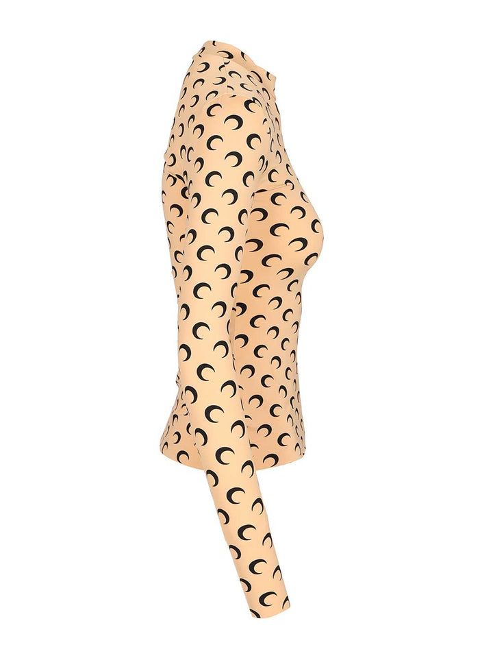 Marine Serre High-Neck Sweater Top - Beige | fd7be6c51b28b7a4ee57f9100a0d7d56e3258c31