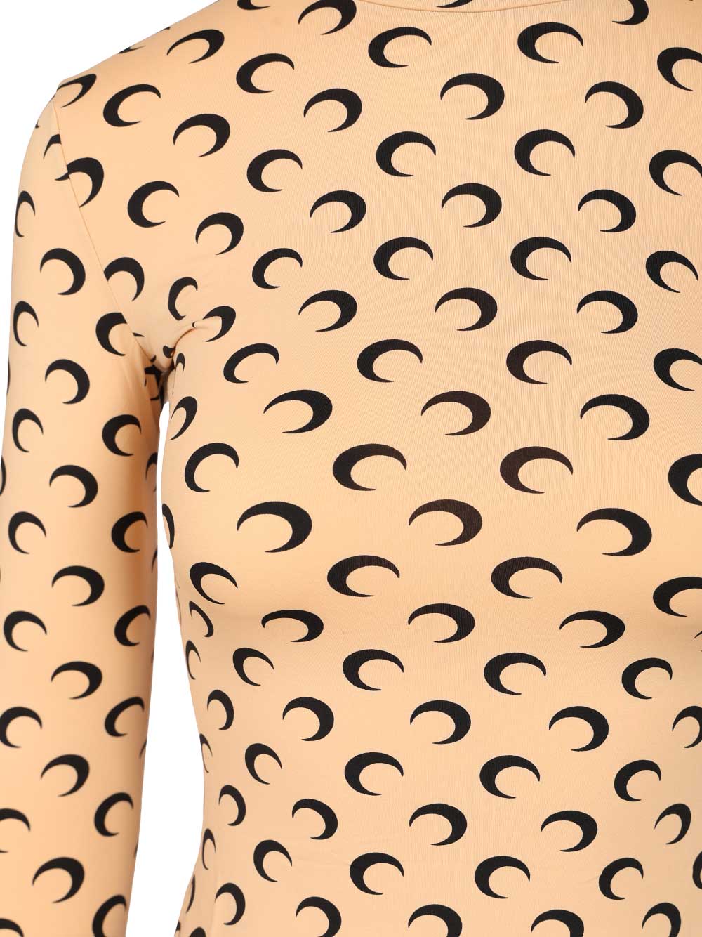 Marine Serre High-Neck Sweater Top - Beige | e90c4750a2bf858deb6e5890e4499dd05683def1