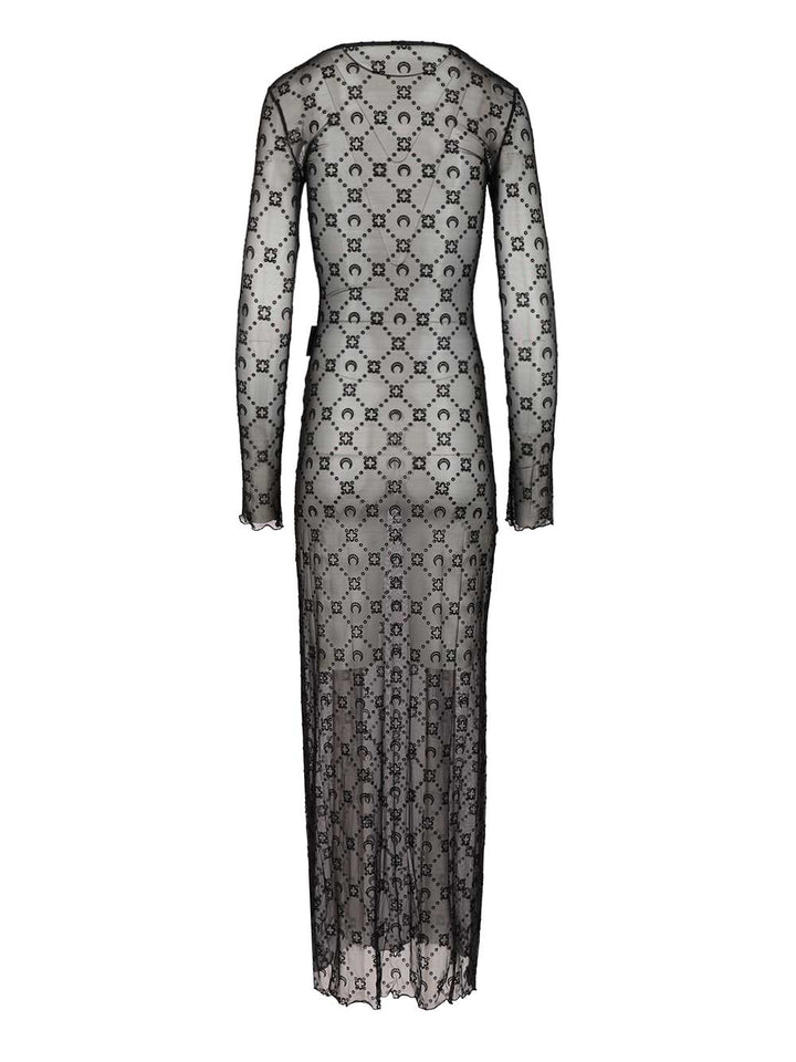 Marine Serre Long Dress Moonogram Abiti - Nero | 77629046dba24de86fbe19ff07105a8cb3e88c63