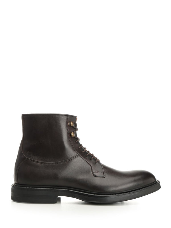 Botines de Piel Engrasada Marrón