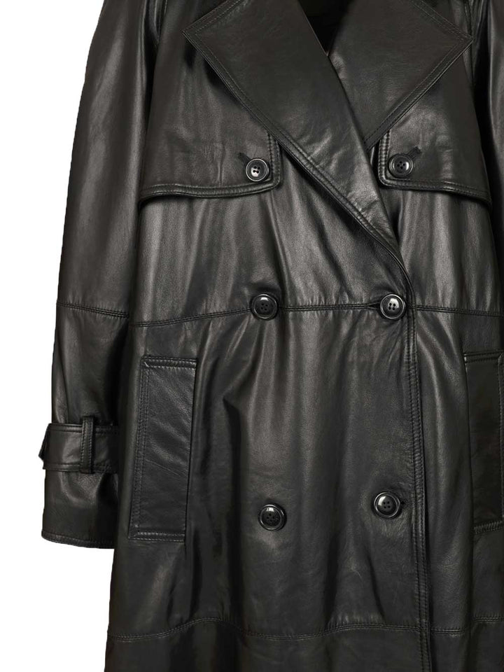 Marella X Stella Maxwell Padded Leather Trench Coat Giacche - Nero | 60065de71ad290609713353d06e7a764feb421b6