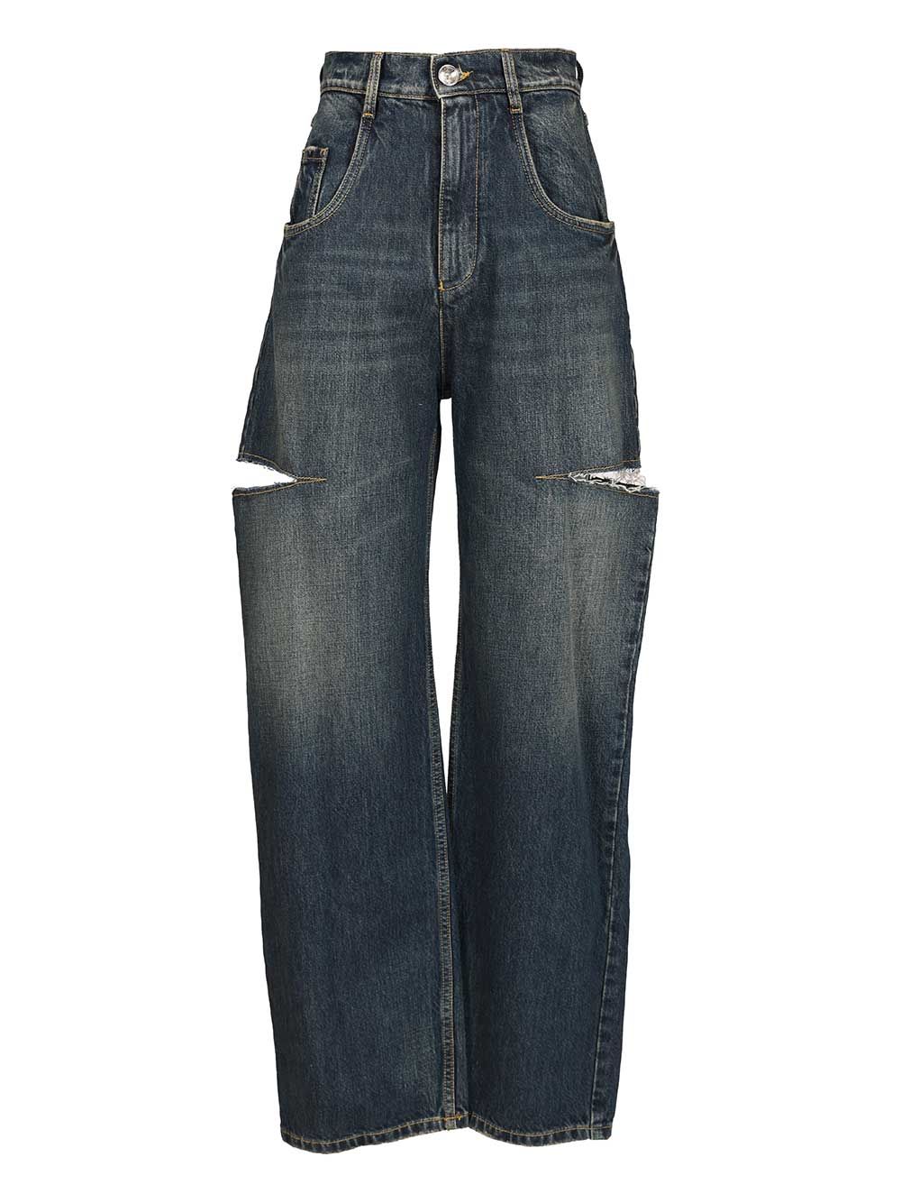 Maison Margiela High-Waisted  With Side Rips Jeans - Blu | fef2e3bcc1b710c30585d06b310c978cc141d5cb