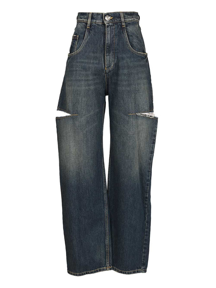 Maison Margiela High-Waisted  With Side Rips Jeans - Blu | fef2e3bcc1b710c30585d06b310c978cc141d5cb