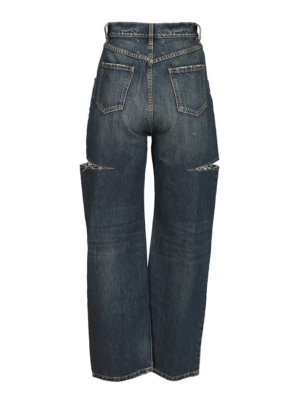 Maison Margiela High-Waisted  With Side Rips Jeans - Blu | 4427bae693d26b7fa77f6b794611b6565d150b55