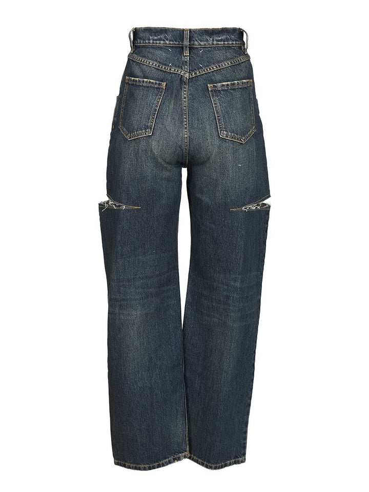 Maison Margiela High-Waisted  With Side Rips Jeans - Blu | 4427bae693d26b7fa77f6b794611b6565d150b55