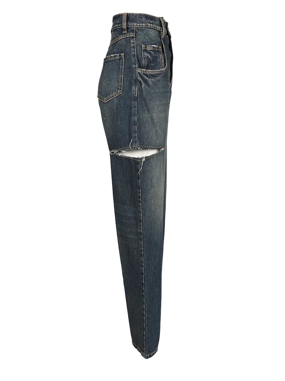 Maison Margiela High-Waisted  With Side Rips Jeans - Blu | 1426d95573e3c801d694443ac7eda980c2811b85