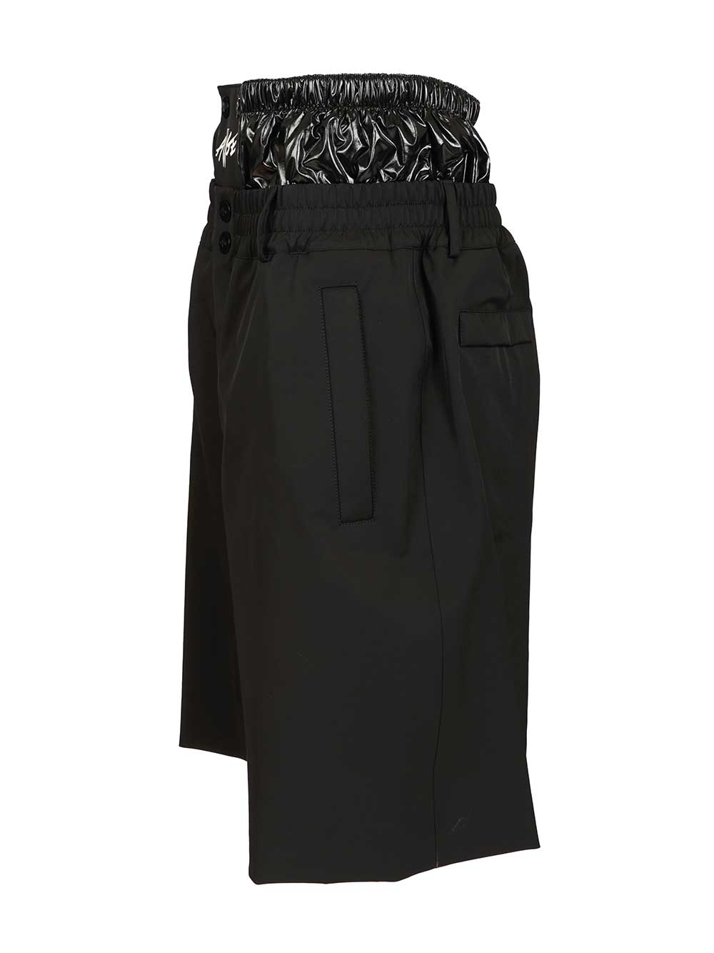 Moncler Genius Shorts With Moncler X A$Ap Rocky Logo Print Trousers - Nero | 54f60dfbca0961ea060b9e2fd9b029c2f712bb39