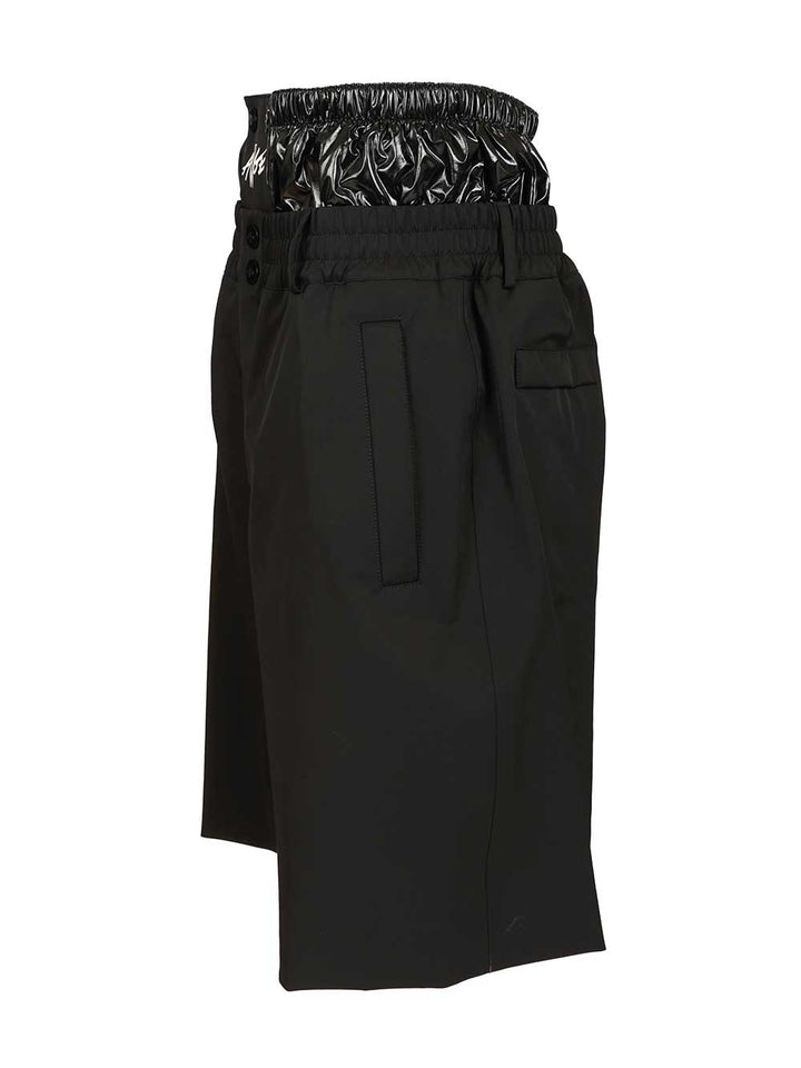 Moncler Genius Shorts With Moncler X A$Ap Rocky Logo Print Trousers - Nero | 54f60dfbca0961ea060b9e2fd9b029c2f712bb39