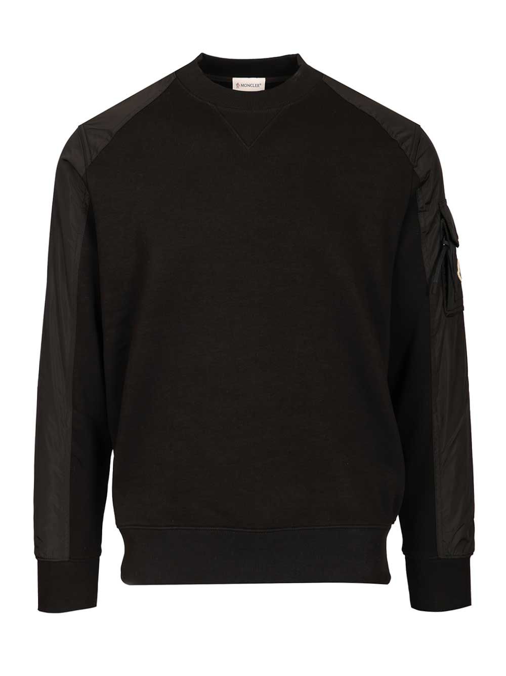 Moncler Sweatshirt With Nylon Bands Sweatshirts - Nero | 800560723bb1e9089e3c8d93e66fa3b9e9f7afa8