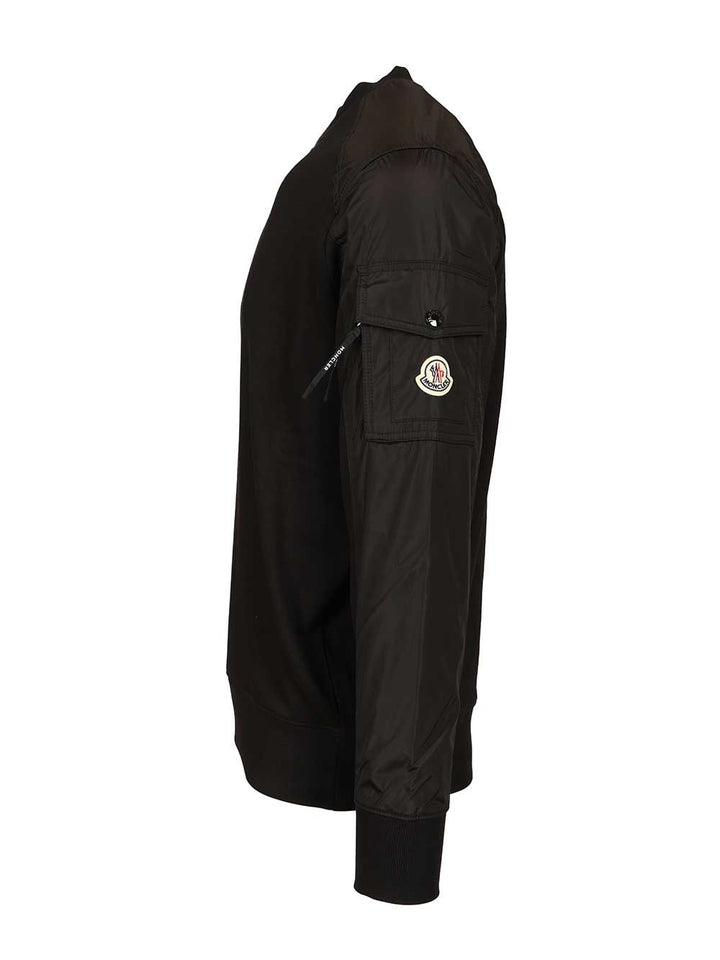 Moncler Sweatshirt With Nylon Bands Sweatshirts - Nero | ccf86ea3321d140cdd282c8e0ca7f50c1e1c8b76