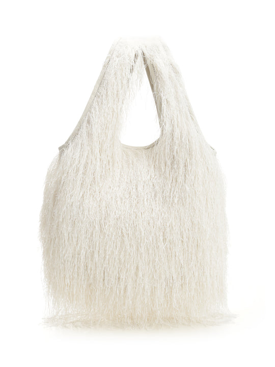 Large Tote Bag With Fringe Handbags Bianco