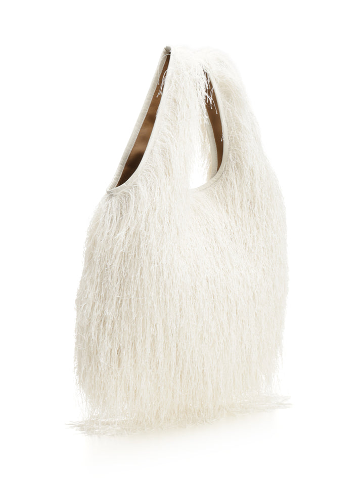 Dries Van Noten Large Tote Bag With Fringe Handbags - Bianco | 5b6387f51b2d8fa04eeecea02e5e1ba73937e446