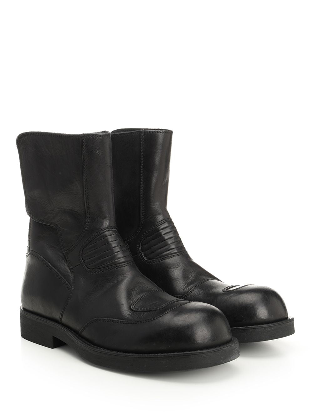 Mm6 Maison Margiela Leather Ankle Boots - Nero | 54490df09e979ad90ffb48f13b722a83671e0677