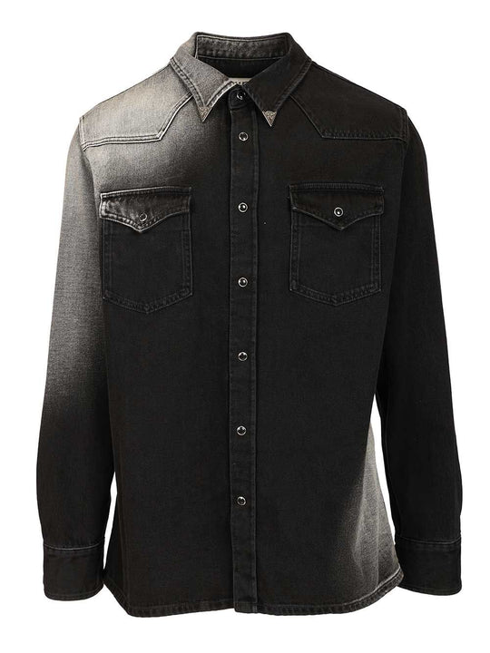 Ombre Denim Shirt Shirts Nero