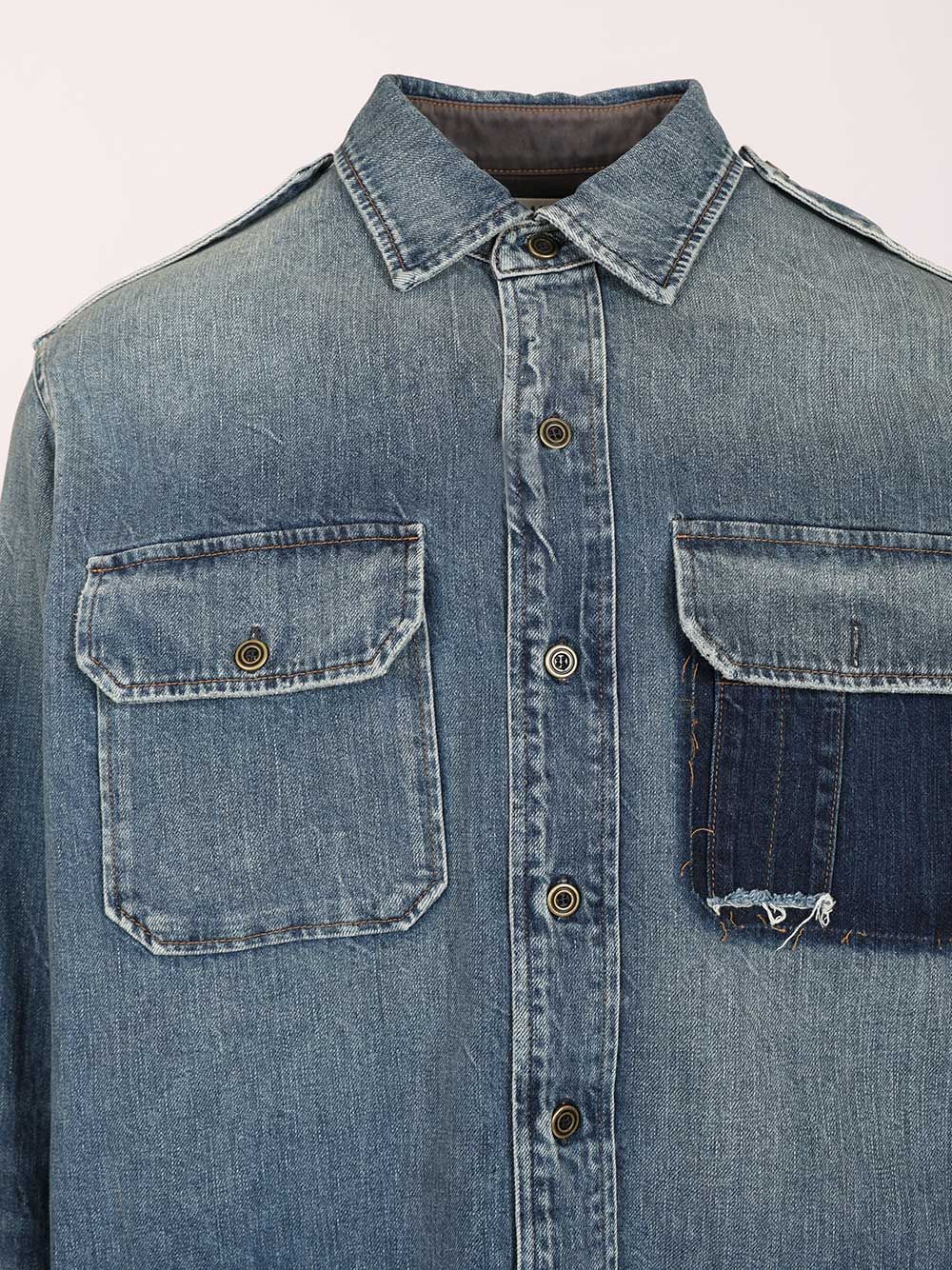 Maison Margiela Denim Shirt Shirts - Blu | b55f237b630b3e6969552eecb7c8184ce59aa141