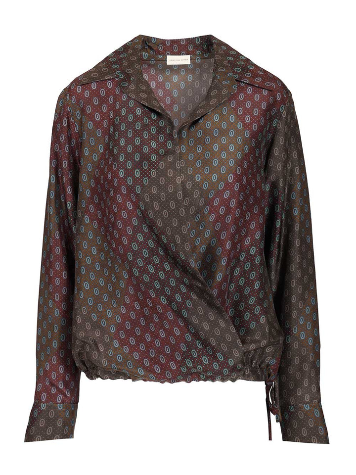 Dries Van Noten Printed Habotai Silk Blouse Shirts - Bordeaux | af7a3aa445c6cf1d44edc0e41cdb891e9dcd57fe