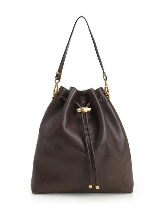 Brown Leather “Cinch” Bucket Bag Crossbody Bags Marrone
