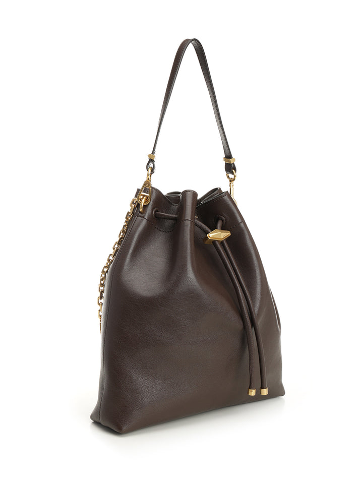 Jimmy Choo Brown Leather “Cinch” Bucket Bag Crossbody Bags - Marrone | 56ac6a7eeca1c2c165c8826aa35c44d7142a23f7